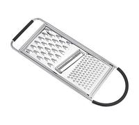 Amazon Basics Rallador plano rectangular de acero inoxidable para queso y verduras con mango y base antideslizantes, apto para lavavajillas, Plateado & Negro
