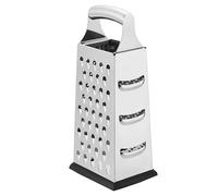 Amazon Basics Rectangular Rallador de queso de gran tamaño de acero inoxidable con 4 lados y base antideslizante, 22,9 cm, Negro