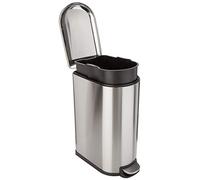 Amazon Basics Rectangular Soft-Close Trash Can for Narrow Spaces - 40L / 10.6 Galón, Plateado
