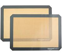 Amazon Basics Rectangular Tapete de Silicona para Hornear, Juego de 2 Unidad, Beige/Negro, 29.5cm x 42.0cm