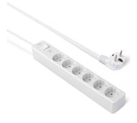 Amazon Basics Regleta de 600 Julios con Protección contra Sobretensiones y Obturadores de Seguridad, 6 Enchufes, Color Blanco, 1,4m