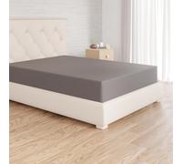 Amazon Basics Sabana Bajera Ajustable, 90 x 200 cm, de 100% algodón, Gris Oscuro