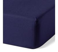 Amazon Basics Sábana Bajera Ajustable de Algodón Orgánico para Cama 180, 180 x 200 cm, Azul Marino