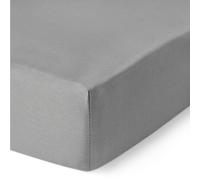 Amazon Basics Sábana Bajera Ajustable para Cama 140, Deluxe Extra Suave, 100% Algodón Satén 400 Hilos, Alto 30cm, 140 x 200 cm, Gris Oscuro