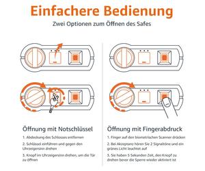 Amazon Basics Stahl-Safe: Seguridad para el hogar, con cerradura biométrica de huella digital, protege dinero en efectivo, joyas, documentos de identidad, capacidad de 14 litros