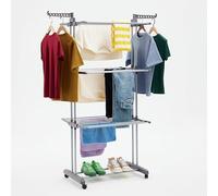Amazon Basics Tendedero tipo torre, para interior, con alas plegables, Plateado, 4-niveles, 126 x 64 x 173 cm (L x W x H)