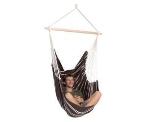 AMAZONAS - Sillón Colgante XL Brasil | Sillón sin Estructura con Amplio Asiento, Hecho a Mano en Brasil | Soporta hasta 150 kg; Superficie: 1,6 m x 1,3 m; Barra: 1,1 m | Color: Mocca