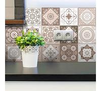 Ambiance 15 Pegatinas de Azulejos | Vinilo Decorativo Autoadhesivo baldosas de Cemento - Stickers Mosaico alicatado Sala de baño y Cocina - Adhesivos de Pared Azulejos - 15 x 15 cm - 15 Unidades