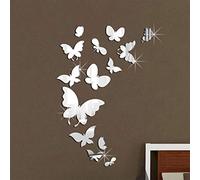Ambiance - Adhesivo decorativo para pared (28 unidades, efecto espejo, acrílico, espejo, mariposa, 55 x 37 cm), diseño de mariposas