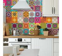 Ambiance Sticker Vinilos Autoadhesivos, Decoración de Paredes, Adhesivos de Azulejos para Baño y Cocina Roses Multicolore - 60 Vinilo Azulejos de 20 x 20 cm