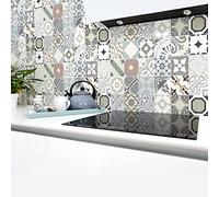 Ambiance Sticker Vinilos Autoadhesivos, Decoración de Paredes, Adhesivos de Azulejos para Baño y Cocina Baldosas de Cemento Authentiques Ariatino - 30 Vinilo Azulejos de 15 x 15 cm