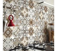 Ambiance Sticker Vinilos Autoadhesivos, Decoración de Paredes, Adhesivos de Azulejos para Baño y Cocina Baldosas de Cemento Authentiques Rithana - 9 Vinilo Azulejos de 10 x 10 cm