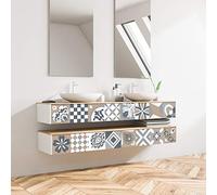 Ambiance Sticker Vinilos Autoadhesivos, Decoración de Paredes, Adhesivos de Azulejos para Baño y Cocina Baldosas de Cemento Banuelos - 9 Vinilo Azulejos de 10 x 10 cm