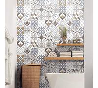 Ambiance Sticker Vinilos Autoadhesivos, Decoración de Paredes, Adhesivos de Azulejos para Baño y Cocina Ornements Sobres - 24 Vinilo Azulejos de 15 x 15 cm