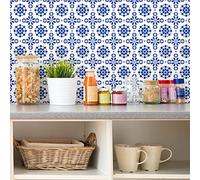 Ambiance Sticker Vinilos Autoadhesivos, Decoración de Paredes, Adhesivos de Azulejos para Baño y Cocina Baldosas de Cemento Oriental TellBasta - 24 Vinilo Azulejos de 15 x 15 cm