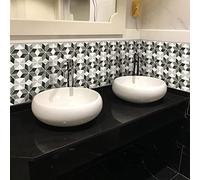 Ambiance Sticker Vinilos Autoadhesivos, Decoración de Paredes, Adhesivos de Azulejos para Baño y Cocina Baldosas de Cemento Authentiques Sophinia - 9 Vinilo Azulejos de 10 x 10 cm