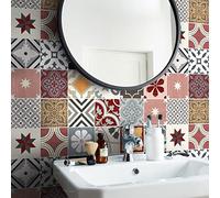 Ambiance Sticker Vinilos Autoadhesivos, Decoración de Paredes, Adhesivos de Azulejos para Baño y Cocina Baldosas de Cemento Authentiques Alohilani - 24 Vinilo Azulejos de 10 x 10 cm