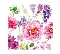 ambiente 20 ST. Servilletas Papel Servilletas de 3 capas Pink Roses White Rose Rosa Lila y blanco 33 x 33 cm