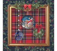 Ambiente Paquete de 20 bolas de Navidad en marco de tartán, servilletas de papel, decoración de mesa, Navidad, tradicional, 33 cm x 33 cm, 3 capas