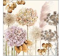 Ambiente, paquete de 20 servilletas de papel decoradas 33x33cm con estampado de Flores Secas y Hortensias