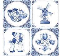 Ambiente Servilleta Motivo: Holanda - Blanco Azul - 20 Servilletas por Paquete, 33x33 CM