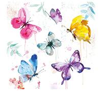 Ambiente Servilletas de papel, 20 unidades, 3 capas, tamaño almuerzo, colección de mariposas, color blanco