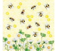 Ambiente Servilletas de papel para almuerzo, diseño de abejas, paquete de 20, 16,5 x 16,5 cm