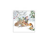 Ambiente Servilletas navideñas de 33 cm, 20 unidades, diseño de pájaros y conejos