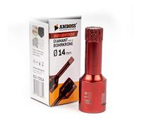 Amboss RED Edition M14 - Corona de perforación de diamante para amoladora angular de gres porcelánico, baldosas duras, granito/corona de perforación en seco ideal (Ø 14 mm)