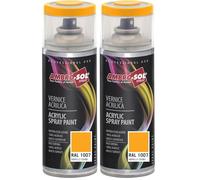 Ambro-Sol - Pintura acrílica en spray, color Amarillo Cromo, RAL 1007, resultado profesional en múltiples superficies, exteriores e interiores, 400 ml (Paquete de 2)