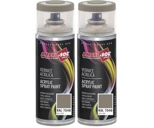 Ambro-Sol - Pintura acrílica en spray, color Gris Musgo Perlado, RAL 7048, resultado profesional en múltiples superficies, exteriores e interiores, 400 ml (Paquete de 2)