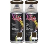 Ambro-Sol - Pintura acrílica en spray, color Marron Sepia, RAL 8014, resultado profesional en múltiples superficies, exteriores e interiores, 400 ml (Paquete de 2)