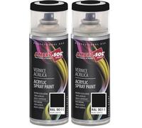 Ambro-Sol - Pintura acrílica en spray, color Negro Grafito, RAL 9011, exteriores e interiores, 400 ml, El embalaje puede variar (Paquete de 2)