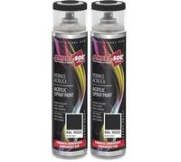 Ambro-Sol - Pintura acrílica en spray, color Negro Mate, RAL 9005, resultado profesional en múltiples superficies, exteriores e interiores, 600 ml (Paquete de 2)