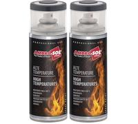 AMBRO-SOL, Pintura alta temperatura, Pintura para Radiadores, Hornos y Motores, Pintura en Spray para Metal Gris antracita, Spray 400 ml (Paquete de 2)