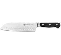 Ambrogio Sanelli - Cuchillo de chef - Hoja de acero inoxidable con núcleo de nitruro - Cuchillo Santoku alveolado de 18 cm