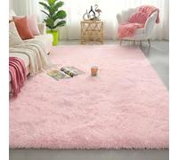Amdrebio Alfombra Rosa de Pelo Largo, Suave, mullida, simpática, Decorativa, 120 x 180 cm, para Dormitorio Juvenil o para Juegos de bebé, para salón, residencia universitaria