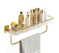 Ameble Estantes flotantes de acrílico sin Taladro, Soporte de Pared, estantes de Ducha Transparentes con Poste para baño, Cocina, Dormitorio, Fuerte sujeción Impermeable, 15, 75 Pulgadas