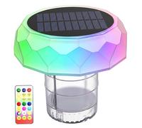 Ameble Flotador solar de cloro para piscina con control remoto con luces LED de colores, flotador de tableta de cloro para piscinas, luz decorativa nocturna para piscina