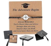 Ameble Pulsera de graduación 2026, joyería de graduación con brújula con tarjeta inspiradora y caja de gorro de, significativa para graduados de secundaria y universidad, plata
