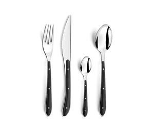 Amefa 7437240 - Set de 24 Cubiertos Bistro 1-2-3 de Acero Inoxidable Negro