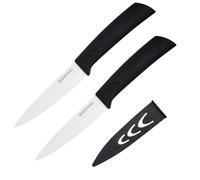 Amefa AUENTHAL Juego de 2 Cuchillos de cerámica, Extremadamente Afilados, Mango ergonómico, Incluye Protector de Hoja, Cuchillo pelador, Cuchillo de Cocina, cerámica, plástico, Blanco, Longitud de la