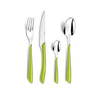 Amefa Brillo Cubertería de 32 Piezas - Estuche para 8 Personas, Acero Inoxidable 18 0 Bi inyección plástico, Verde anís