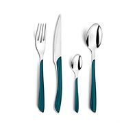 AMEFA Eclat Cubertería 24 piezas acero inox 6 personas, Azul Denim | Diseño moderno y llamativo, cubiertos para 24 plazas, asa de acero inoxidable 18/0 y ABS azul coloreado, para 6 personas, apt