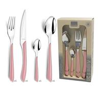 Amefa ECLAT Cubertería de 24 Piezas para 6 Personas, Acero Inoxidable, Pastel Rosa