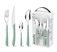 Amefa ECLAT Cubertería de 24 Piezas para 6 Personas, Acero Inoxidable, Vert & Blanc