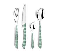 Amefa ECLAT Cubertería de 24 Piezas para 6 Personas, Acero Inoxidable, Vert & Blanc