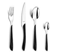 AMEFA ECLAT NATURE - Cubertería para 4 personas (aspecto de madera/negro), 16 piezas, con vetas finas de acero inoxidable 18/10, inoxidable y pulido brillante, apto para lavavajillas, juego de