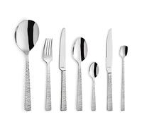Amefa Felicity - Cubertería para 6 personas, 42 piezas, acero inoxidable 18/0, asas martilladas, cuchillos, cuchillos de carne, tenedores, cucharas, cucharas y cucharaditas, color plateado
