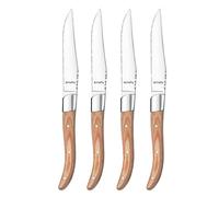 Amefa Juego de 4 cuchillos de carne real, caja de regalo de madera natural